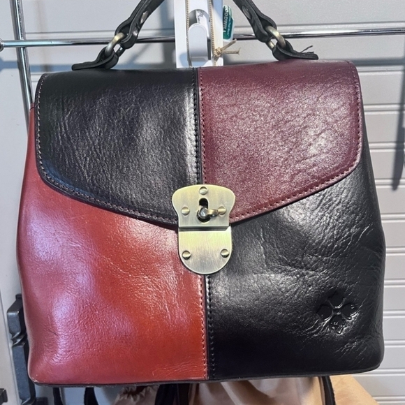 Patricia Nash Sinclair Leather Convertible Backpack-Colorblock Black/Tan- EUC - Picture 2 of 13